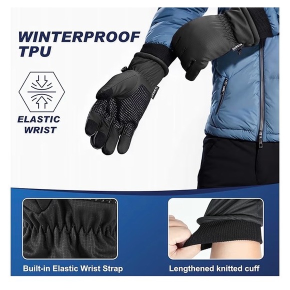 Sukeen Winter Warm Gloves Men Women Windproof Anti-Slip Touchscreen. BLACK,NEW - Picture 7 of 12